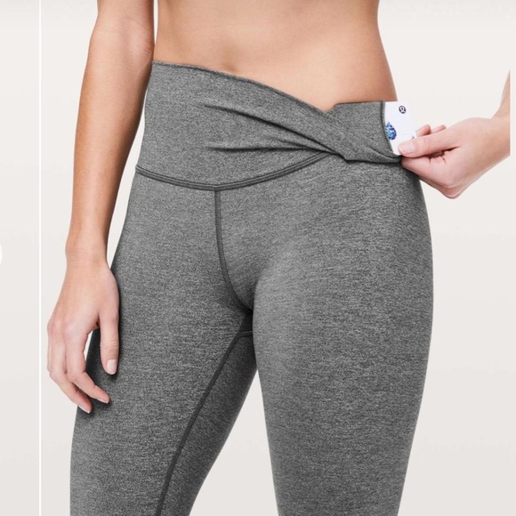 Lululemon Wunder Under Crop (High-Rise) *Luxtreme 21" Heathered Black - Picture 4 of 10